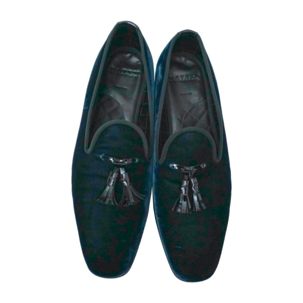 Bally Velvet Velour Leather Tassel Loafers